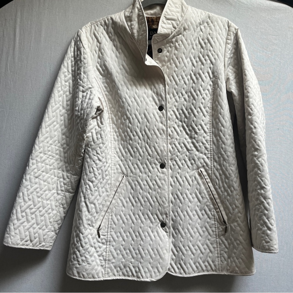 Dana Buchman Quilted Lightweight Jacket Clean Stand Collar Snap Front Small S